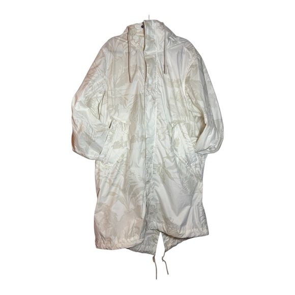 NIKE NSW White Long Leaf Printed Windbreaker Parka Jacket - Picture 4 of 16